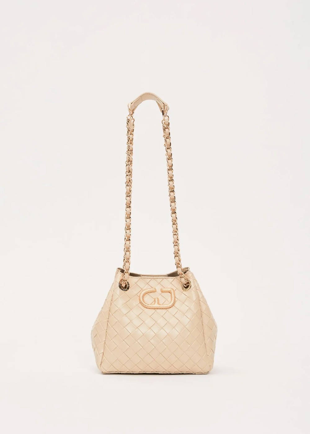 Gaudì borsa a secchiello cream in similpelle intrecciata, foto 2