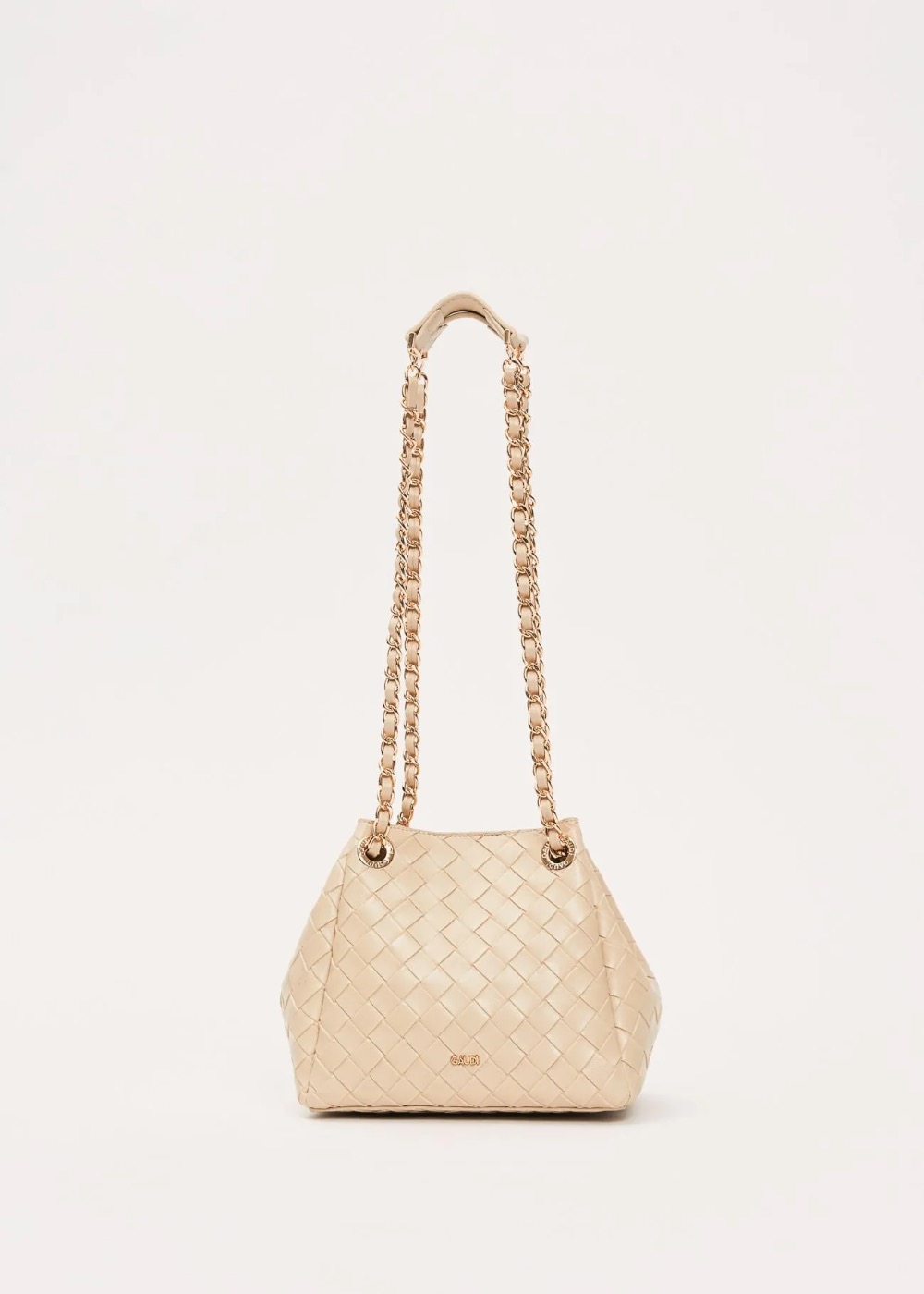 Gaudì borsa a secchiello cream in similpelle intrecciata, foto 3
